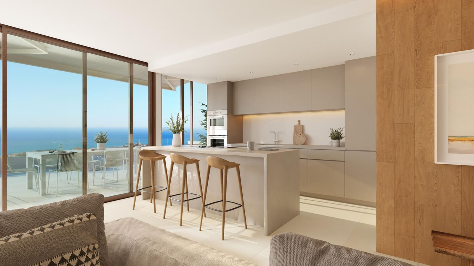 02 modern open plan kitchen with ocean view